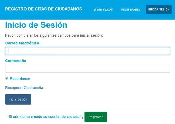 Registro de cita para dui