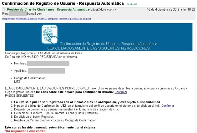 Registro de usuario dui